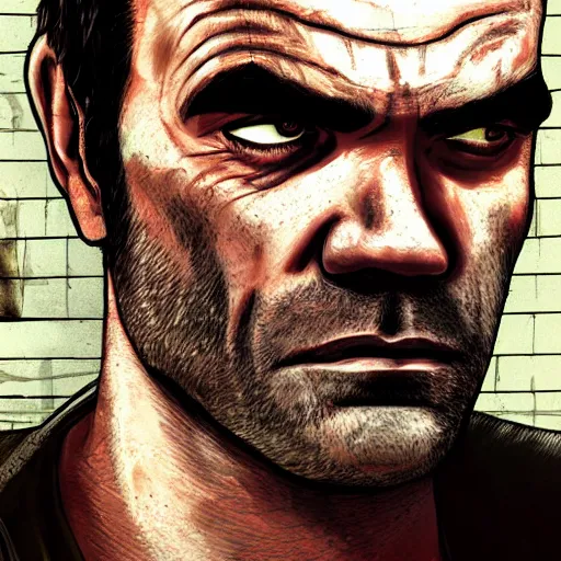 Prompt: trevor philips in gta iv cover, highly detailed