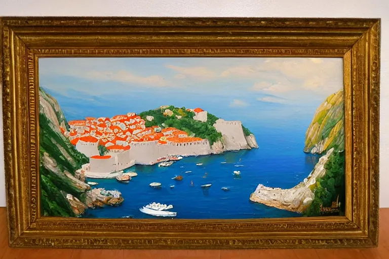Image similar to dubrovnik, oil painting, oil in canvas, old painting