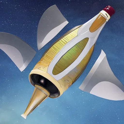 Prompt: A starship inspired by a wine bottle, top post of all time on /r/ImaginaryTechnology subreddit