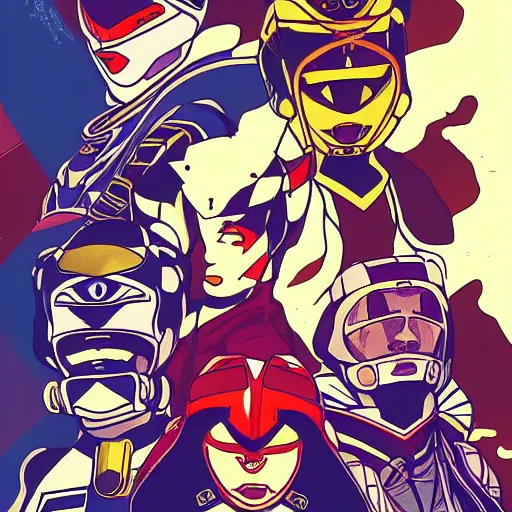 Portrait of power rangers on steampunk, defined facial