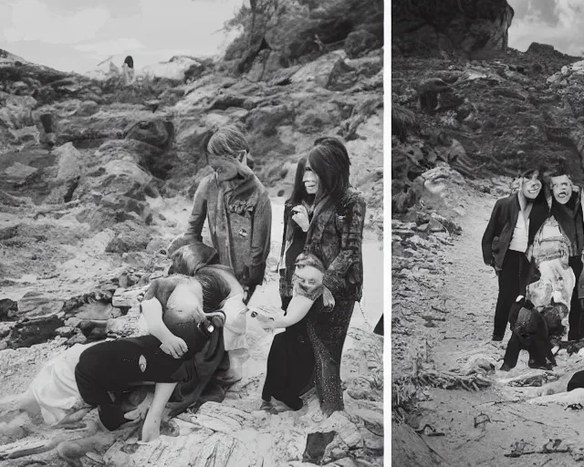 Image similar to happy father, mother, son, daughter, pose portrait on beach, realistic faces