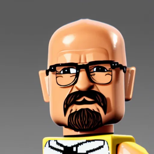 Image similar to a lego version of walter white, realistic, 8 k