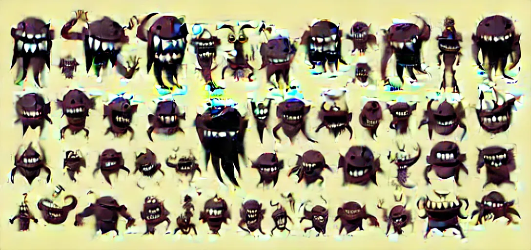 Prompt: cute monster character design, character sheet facial expressions gestures emotions, vector art illustration cel shaded 2 d digital arts tylized, sharp focus, designed by mike mignola,
