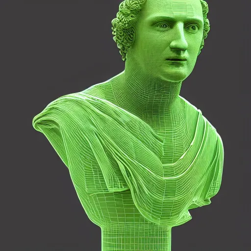 Prompt: a neon ring encircles a renaissance statue head, 3 d render