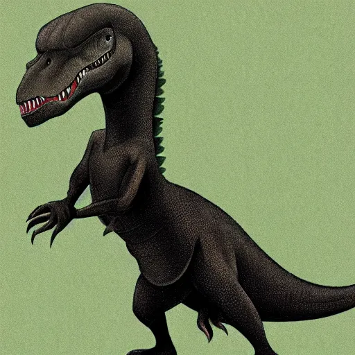 Image similar to paleoart of a t - rex wearing a school uniform by emily willoughby