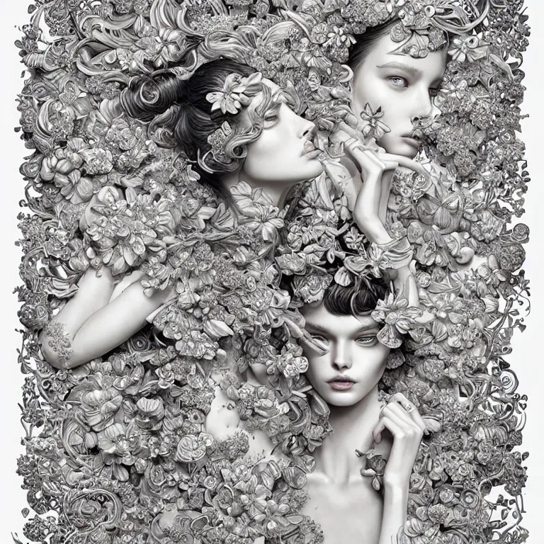 Image similar to fragrance advertising campaign by james jean, highly detailed, intricate, very beautiful