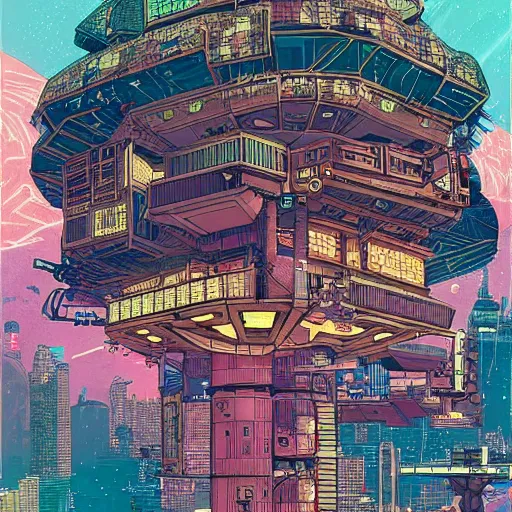 Image similar to cyberpunk explorer playing video games in his treehouse, highly detailed, 4k, midnight, by Victo Ngai and James Gilleard , Moebius, Laurie Greasley