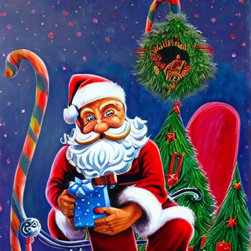 Image similar to Ed Roth painting of Santa Claus