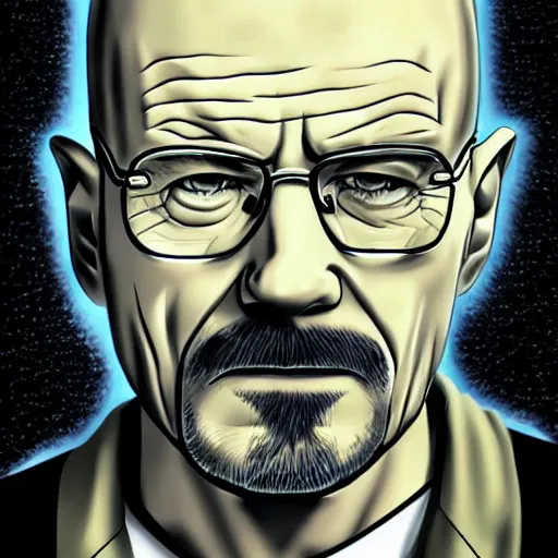 Image similar to Walter White from Breaking Bad in anime art style, highly detailed,