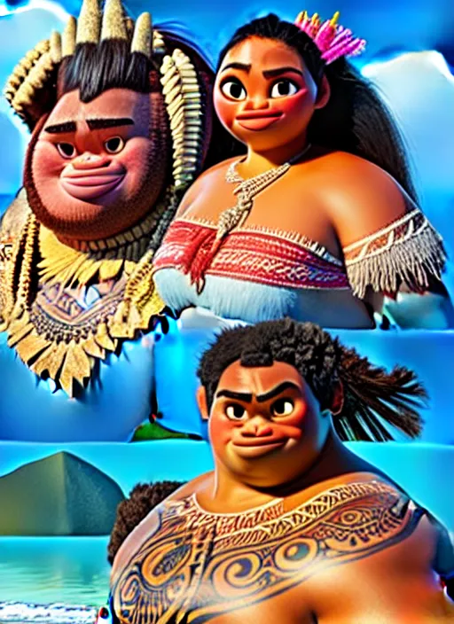 Moana & Maui (live action) - AI Photo Generator - starryai