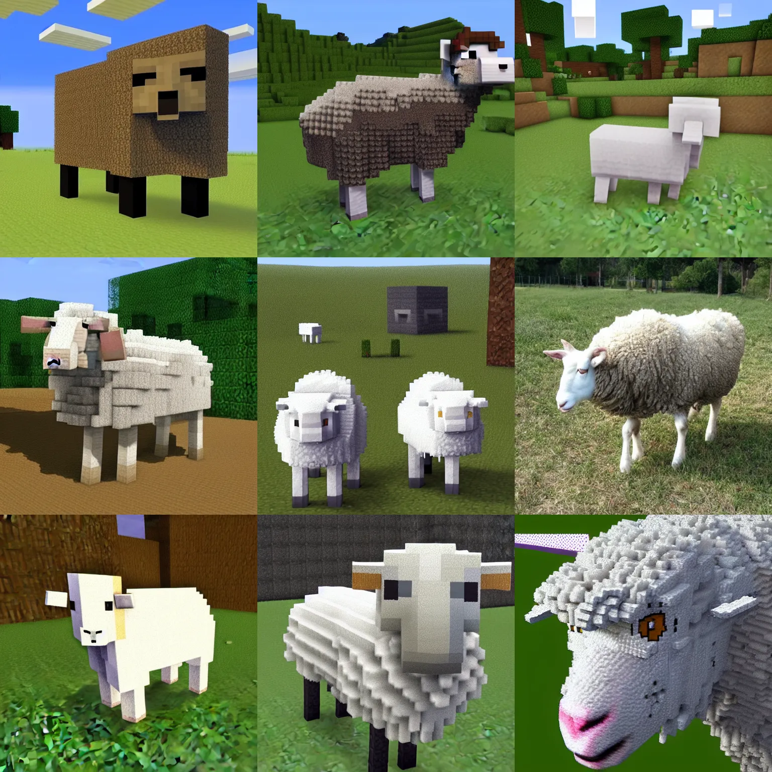 Prompt: realistic minecraft sheep