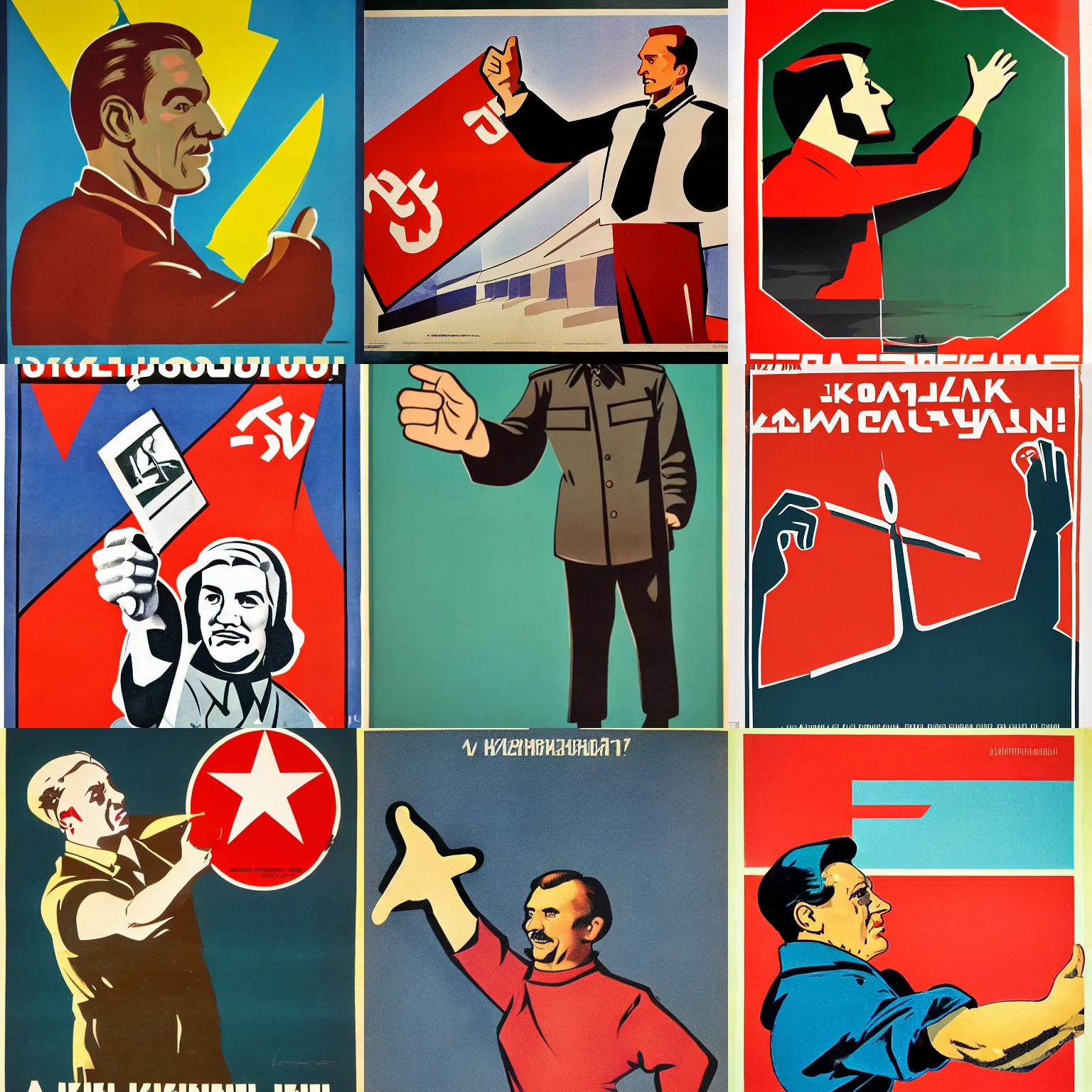 Prompt: a soviet era propaganda poster of a man pointing
