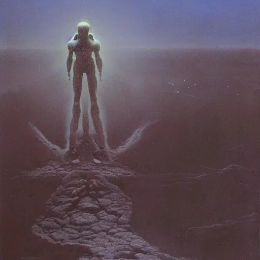 Image similar to halo 2, illustrated by zdzisław beksinski