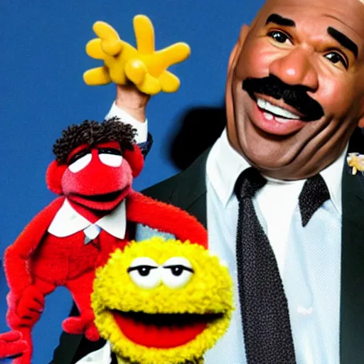 Prompt: steve harvey as a muppet