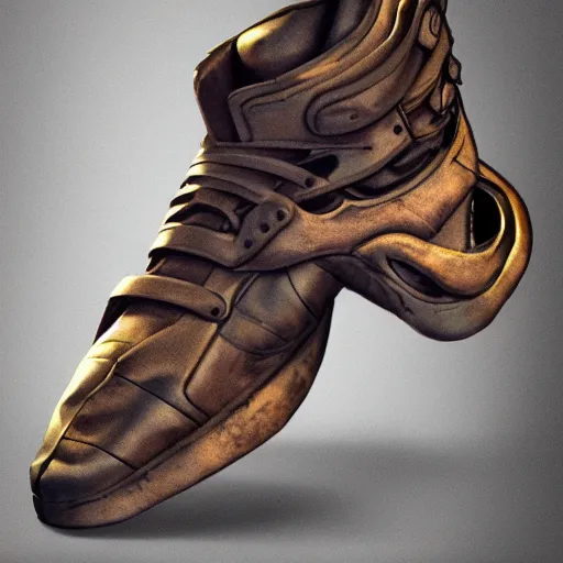 Prompt: sneaker, steampunk, sculpture, concept art, smooth, sharp focus, illustration, raytracing