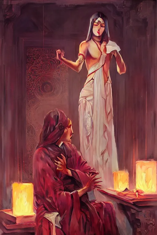 Image similar to temple, taoism, painting by greg rutkowski, j. c. leyendecker, artgerm