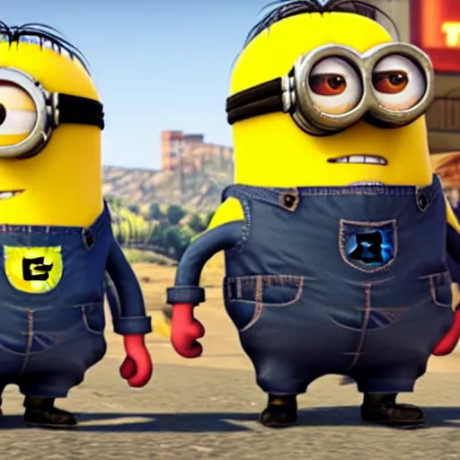 Image similar to the minions on the cover of gta 5