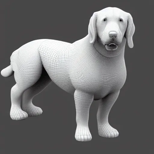 Prompt: detailed 3 d mesh of a dog, modeling space zbrush