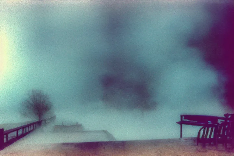 Prompt: the backrooms, film photography watercolored misty fog