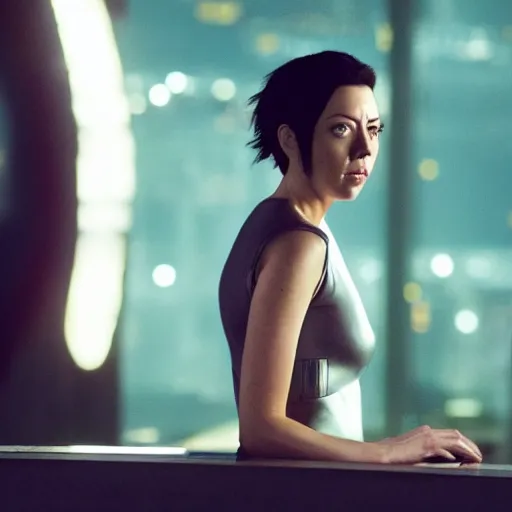 Prompt: aubrey plaza as ghost in the shell