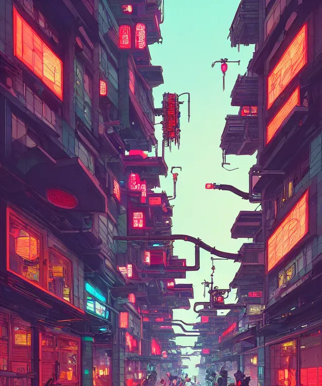 Prompt: a street view of a cyberpunk chinatown, fantasy, elegant, digital painting, artstation, concept art, matte, sharp focus, illustration, art by josan gonzalez