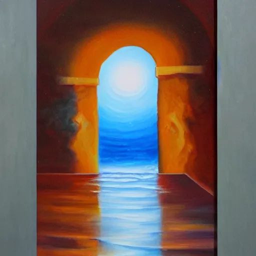 Image similar to a doorway to another universe, oil painting