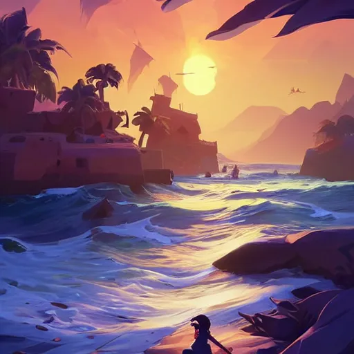 Image similar to painting treasure on sea of thieves game smooth median photoshop filter cutout vector, behance hd by jesper ejsing, by rhads, makoto shinkai and lois van baarle, ilya kuvshinov, rossdraws global illumination