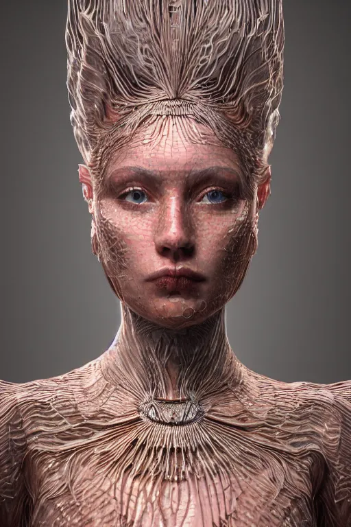 Prompt: hyper-realistic ultra-detailed maximalist and dramatic fullbody female portrait by igor goryunov and patricio clarey inspired by andrei riabovitchev and heidi taillefer Rendered by binx.ly 8k. Generative art. Tools used: Blender Cinema4d Houdini3d zbrush. Unreal engine 5 Cinematic. Beautifully lit. No background. artstation. Deviantart. CGsociety.