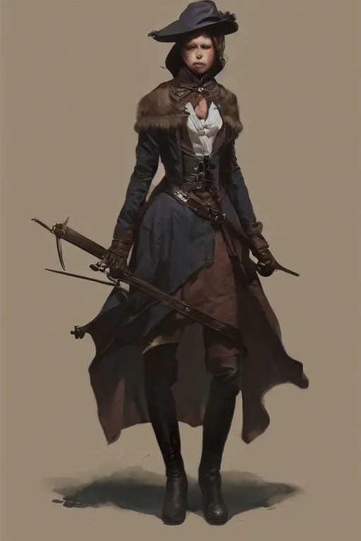 Image similar to hyper realistic photo of victorian hunter girl full body, cinematic, artstation, cgsociety, greg rutkowski, brom