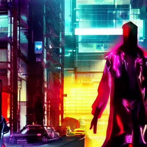 Image similar to cyberpunk cyber Jamiroquai, movie still