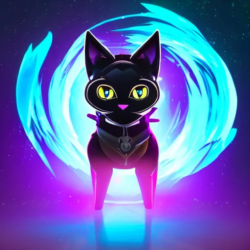 Prompt: avatar of a backlight black cat in the style of fortnite