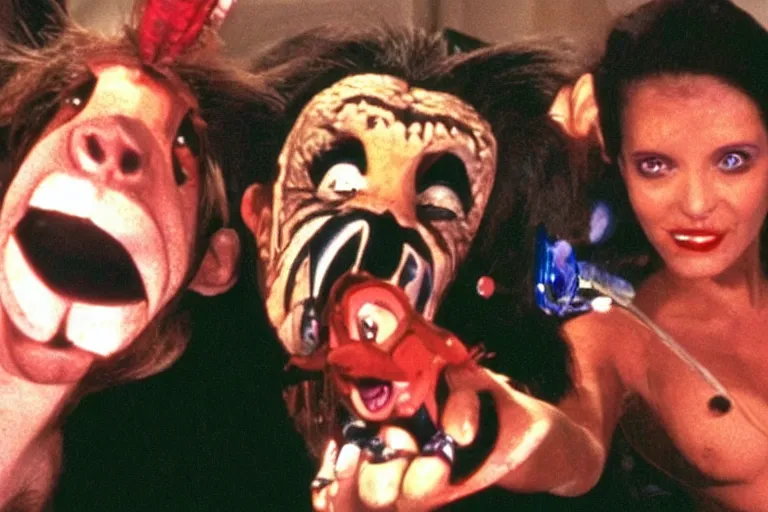 Image similar to taking a selfie with monkeybone, scene from monkeybone 2001