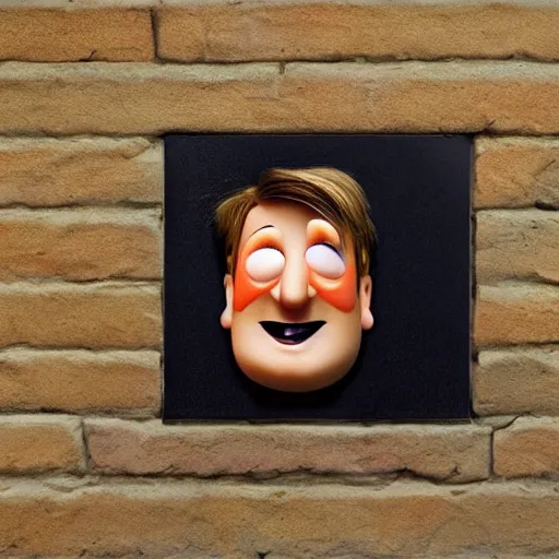 Image similar to photo of [ a single french fry chip ] shaped into stephen fry as a pixar character hybrid intercross mix cinematic lighting