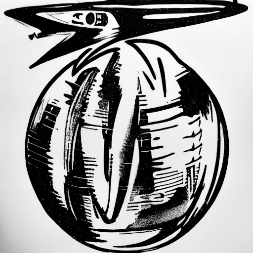 Image similar to tattoo design, stencil, portrait of a spacex rocket