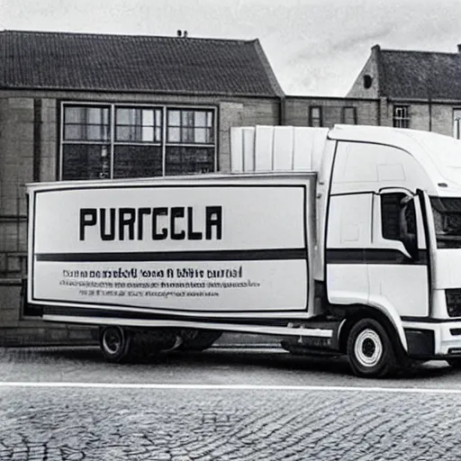 Prompt: A lorry/European truck designed and produced by Porsche, promotional photo