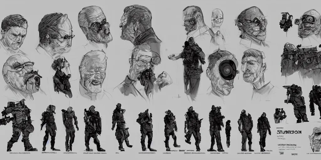 Image similar to james gordon, character sheet, concept design, contrast, kim jung gi, greg rutkowski, zabrocki, karlkka, jayison devadas, trending on artstation, 8 k, ultra wide angle, pincushion lens effect