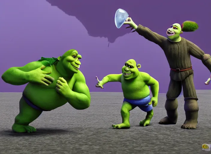 Image similar to Shrek Vs Megamind Death battle, HD footage, Blender