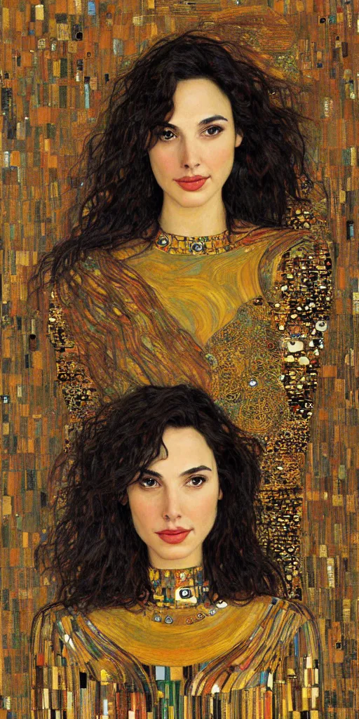 Image similar to painting of Gal Gadot by Gustav klimt