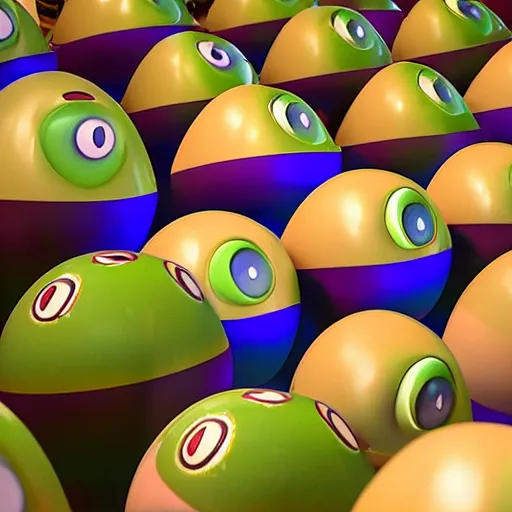 Prompt: Mike wazowski sat in a rack of bowling balls, at the bowling alley, middle lane, Pixar animation, soft lighting, 4k