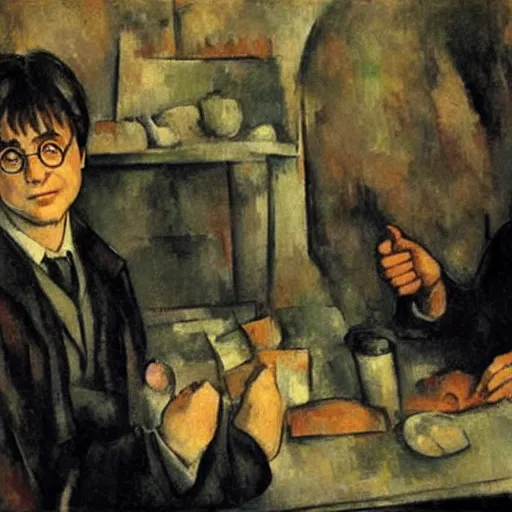 Image similar to a film still of harry potter, artwork by paul cezanne