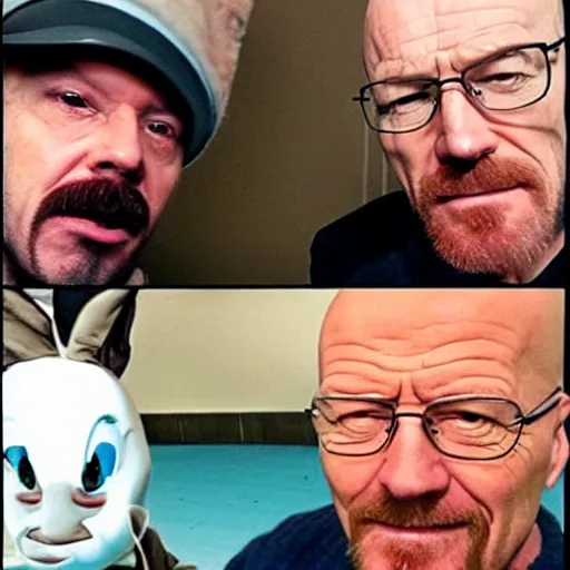 Prompt: Walter White and bugs bunny selfie