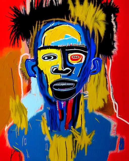 Image similar to A extremely ultra highly detailed majestic hi-res beautiful immaculate head and shoulders award winning painting stunning masterpiece of ultra highly detailed paintings by Jean-Michel Basquiat, 8k, high textures, ultra hyper sharp, insanely detailed and intricate, super detailed, 8k HDR ultra high quality, high detail, hyperrealist, photorealistic, octane render, cinematic, high textures, hyper sharp, 4k insanely detailed and intricate, surrealism, surrealist, real life, lifelike, 8k, hyper realistic, super detailed, realistic, 4k HDR hyper realistic high