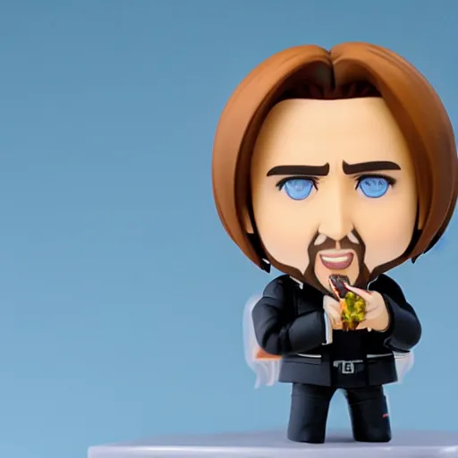 Prompt: nicolas cage as nendoroid!, background palm trees, kodak film