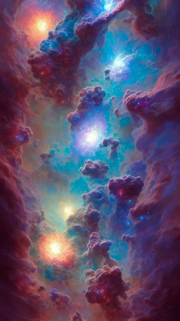 Image similar to psychedelic transcendent puffs! of smoke, space, supernova, nebulae, pillars of creation, enlightenment, high contrast lighting, highly detailed, concept art, art by collier, albert aublet, krenz cushart, artem demura, alphonse mucha