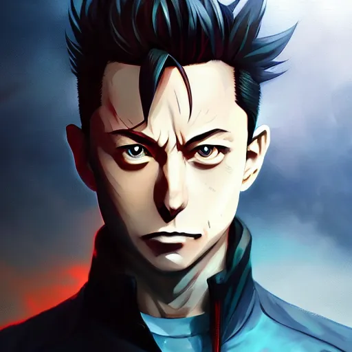 Image similar to anime portrait of evil elon musk as an anime boyby Stanley Artgerm Lau, WLOP, Rossdraws, James Jean, Andrei Riabovitchev, Marc Simonetti, and Sakimichan, trending on artstation