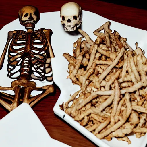 Image similar to Skeleton eating at Outback Steakhouse