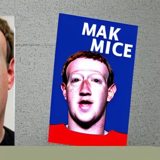 Prompt: Mark Zuckerberg police mug shot holding up a placard with a number on it