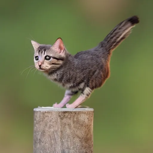 Prompt: kitty bird hybrid, cute, friendly, strong legs