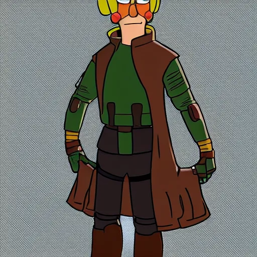 Image similar to luke skywalker as a character in futurama, animated, detailed, artstation