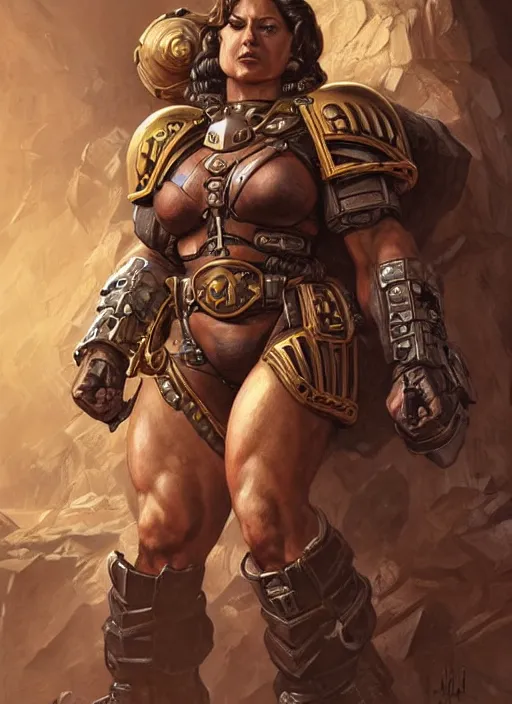 Prompt: very muscled Amazon space marine as a ruggedly mean looking heroine, intricate, elegant, highly detailed, centered, digital painting, artstation, concept art, smooth, sharp focus, illustration, art by artgerm and donato giancola and Joseph Christian Leyendecker, WLOP